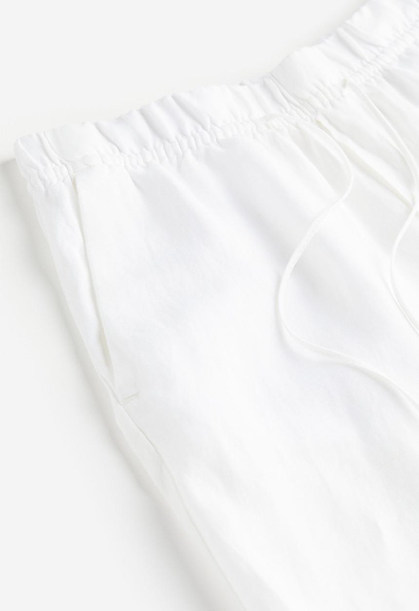 H&M - Linen-blend tapered trousers - white