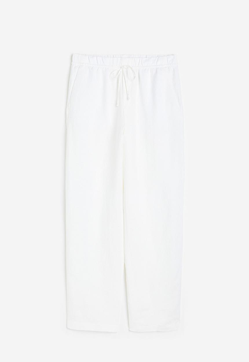 H&M - Linen-blend tapered trousers - white