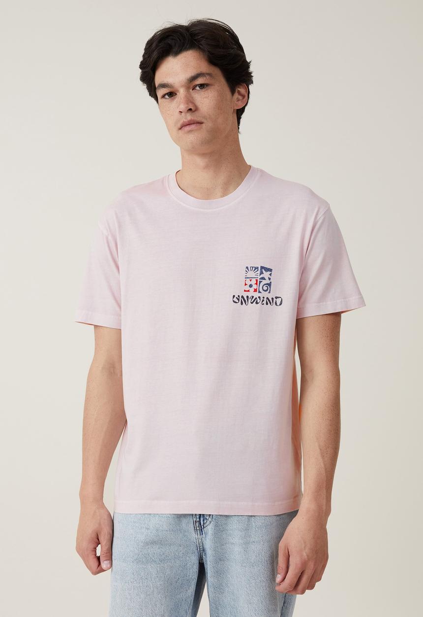 Cotton On - Premium loose fit art T-shirt - iced lilac/unwind 