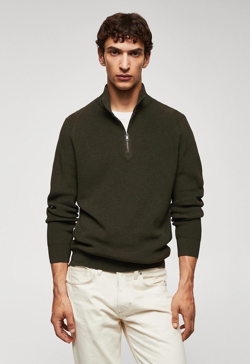 MANGO - Sweater cottonp - dark green