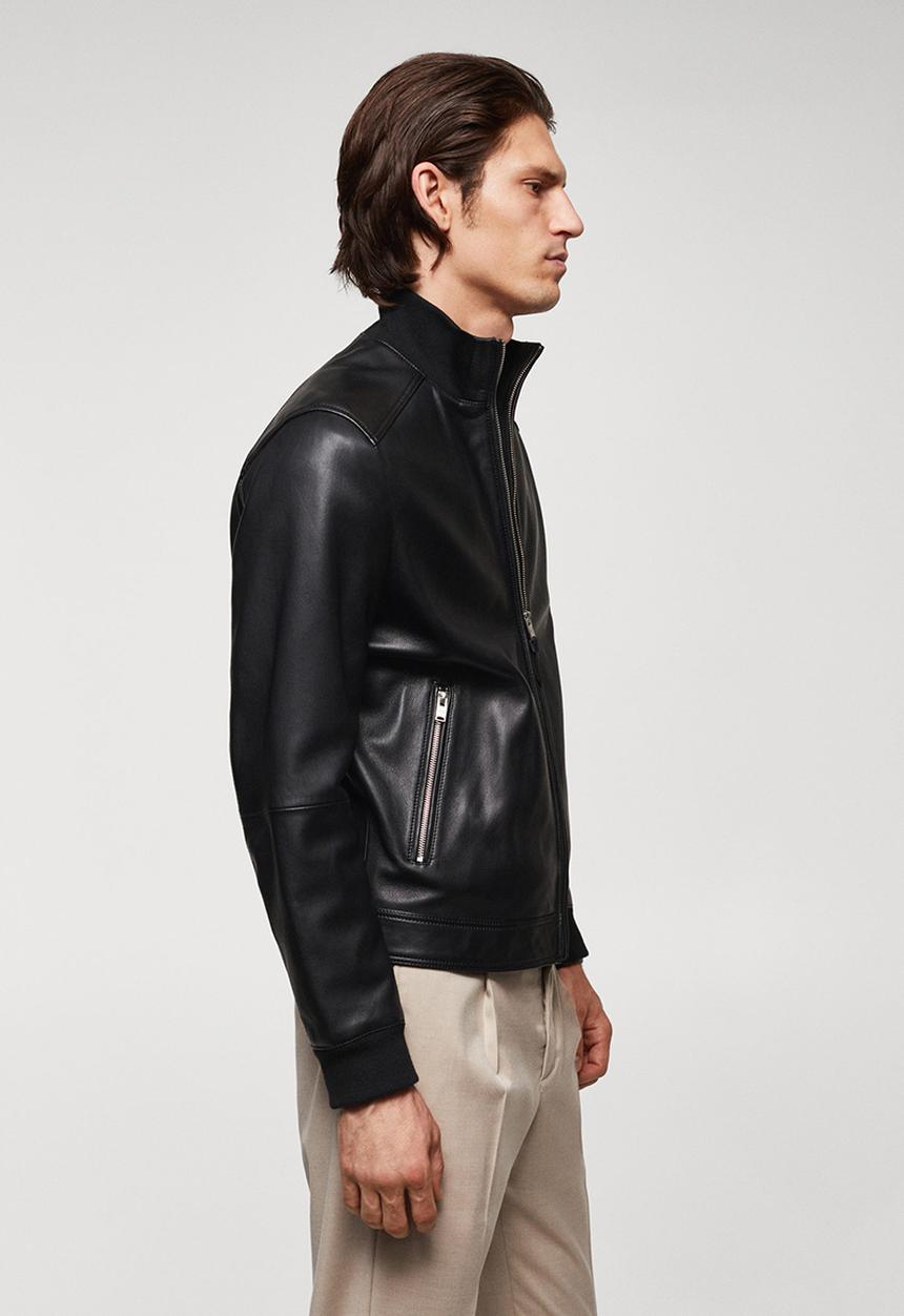 MANGO - Rocky 100% nappa leather jacket - black