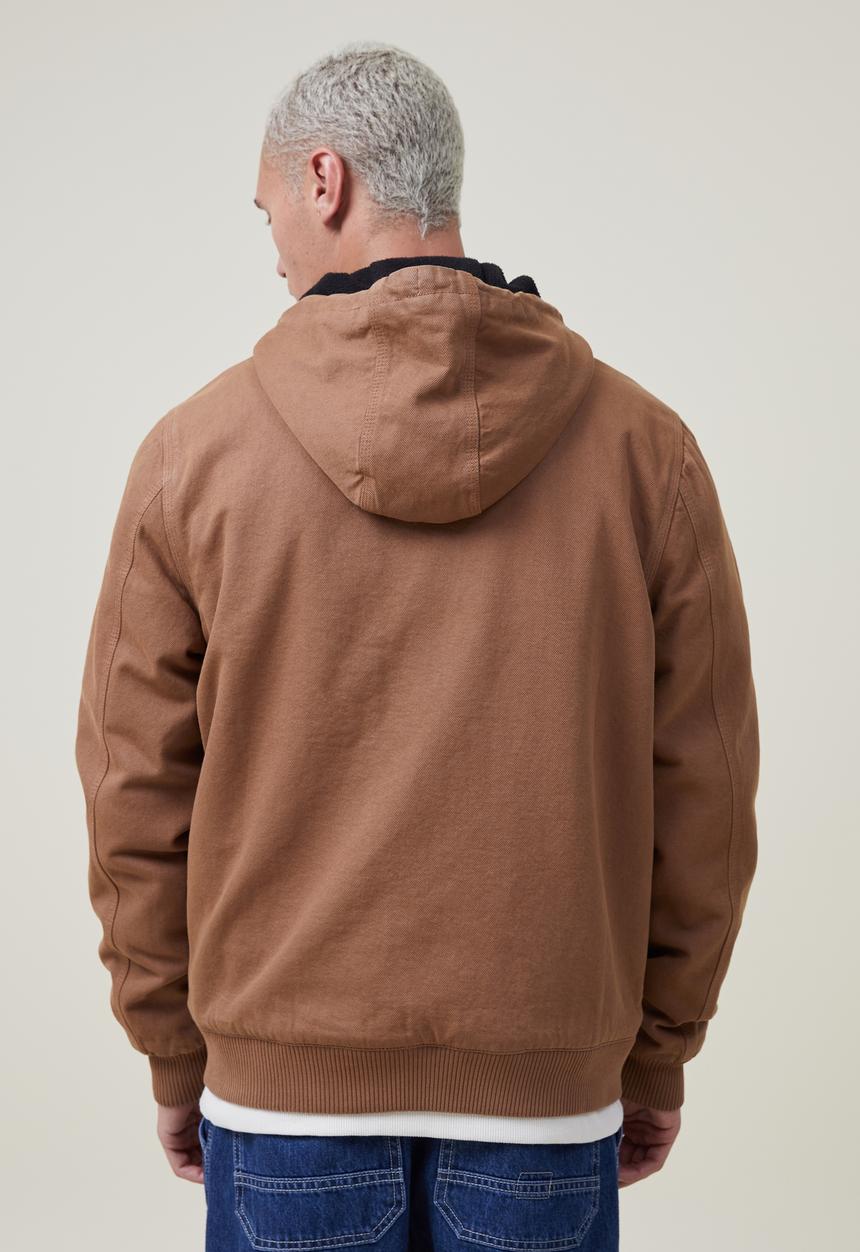 Cotton On - Hooded carpenter jacket - tobacco 