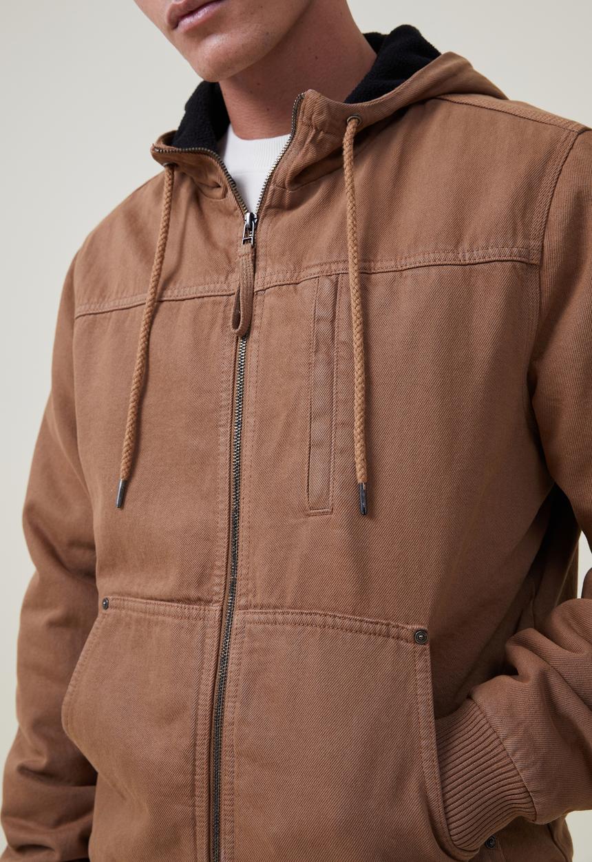Cotton On - Hooded carpenter jacket - tobacco 