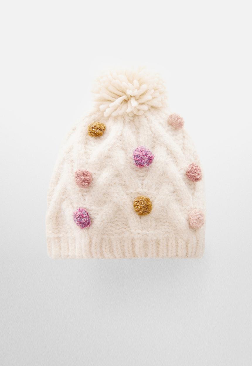MANGO - Hat bolitas - light brown