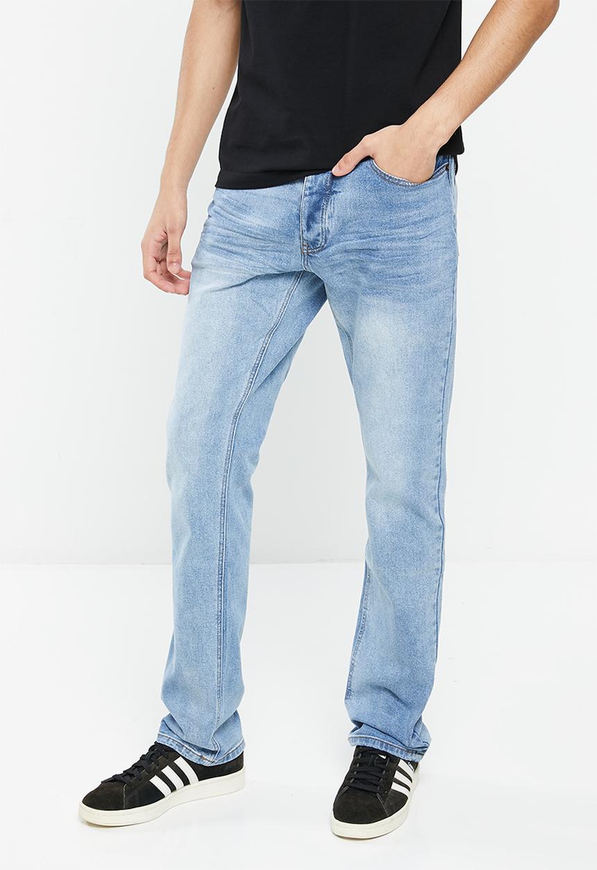 Aca Joe - Mens aca joe stretch denim straight leg jeans - light blue wash