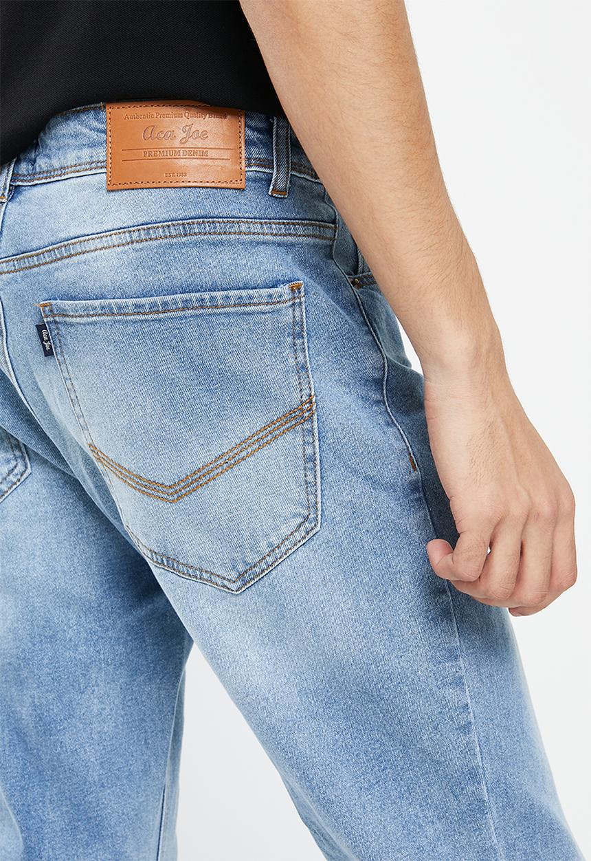 Aca Joe - Mens aca joe stretch denim straight leg jeans - light blue wash