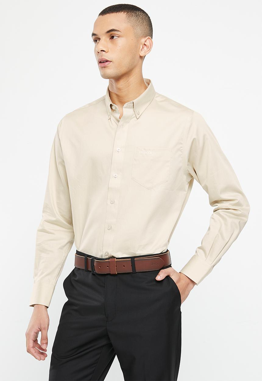 Pringle of Scotland - William long sleeve classic shirt - stone
