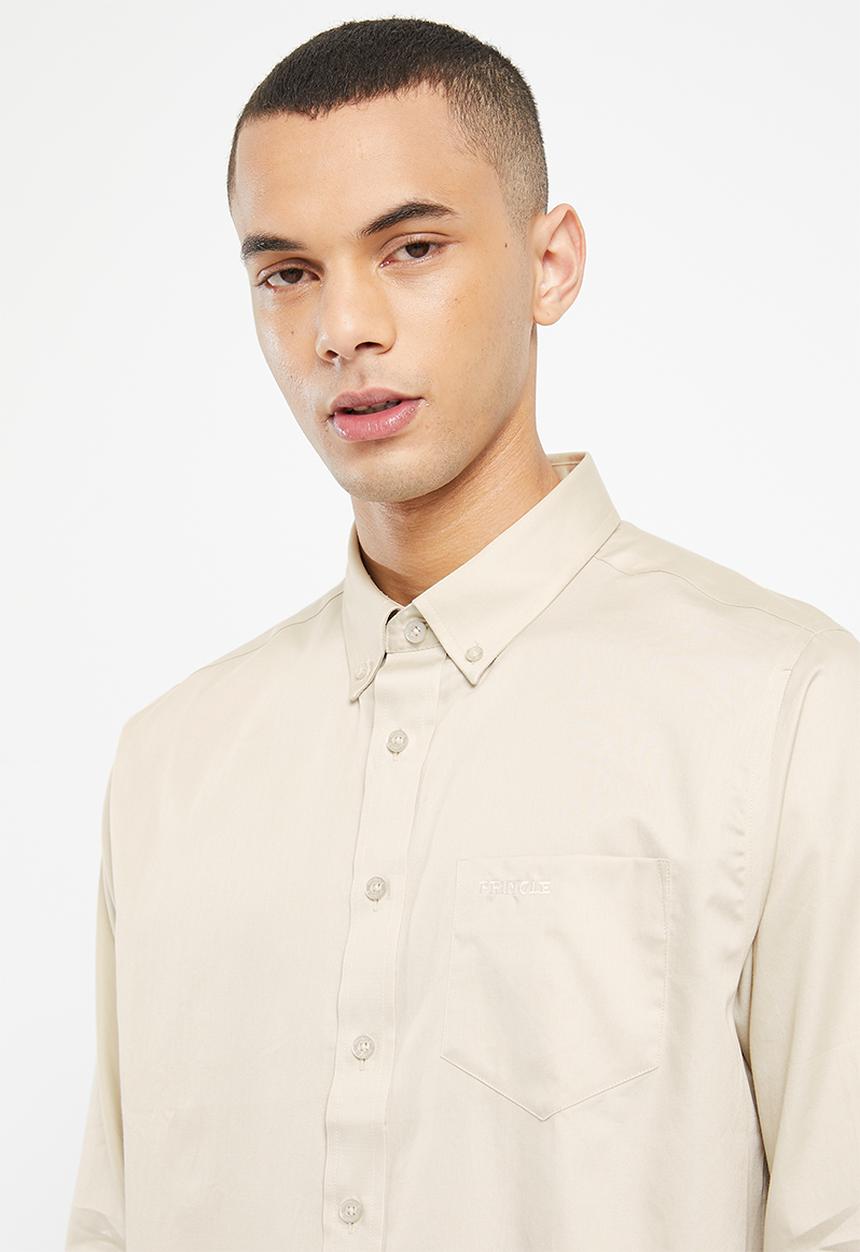 Pringle of Scotland - William long sleeve classic shirt - stone
