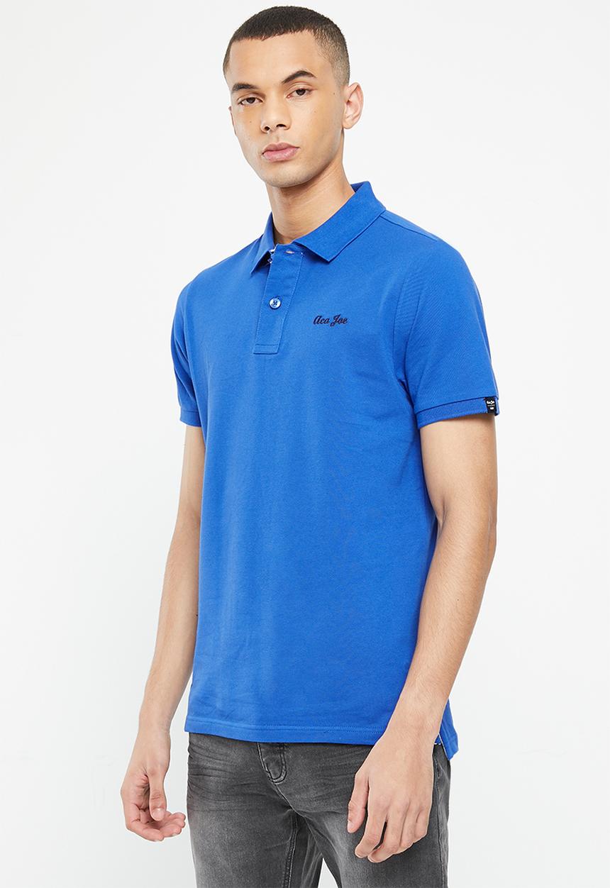 Aca Joe - Mens aca joe pique regular fit logo embroidery golfer - blue lolite