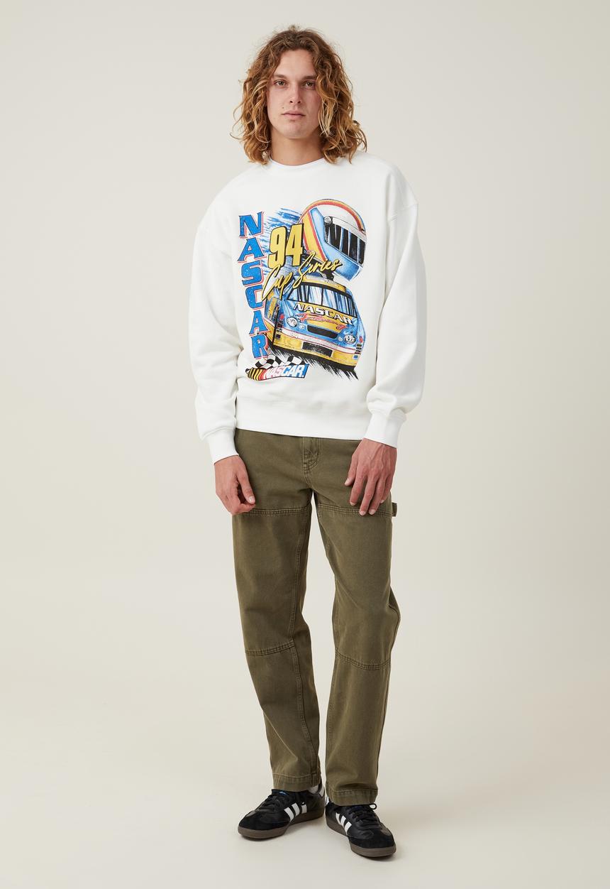 Cotton On - Nascar oversized fleece sweater - vintage white 