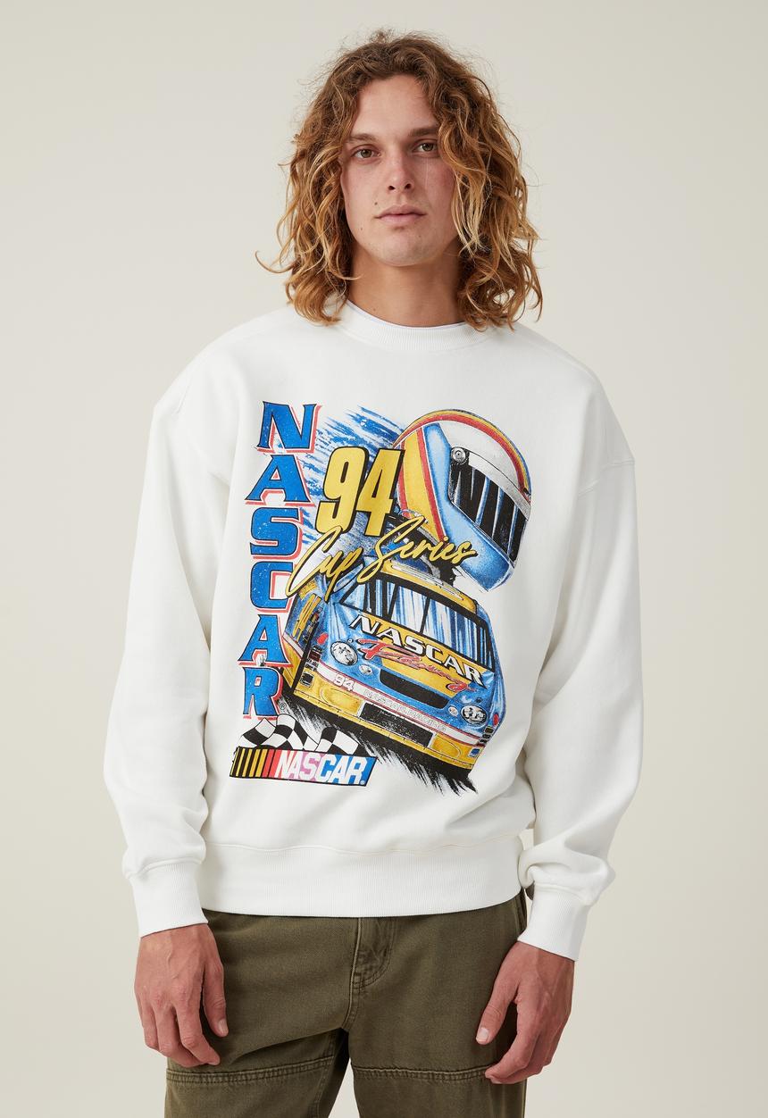 Cotton On - Nascar oversized fleece sweater - vintage white 