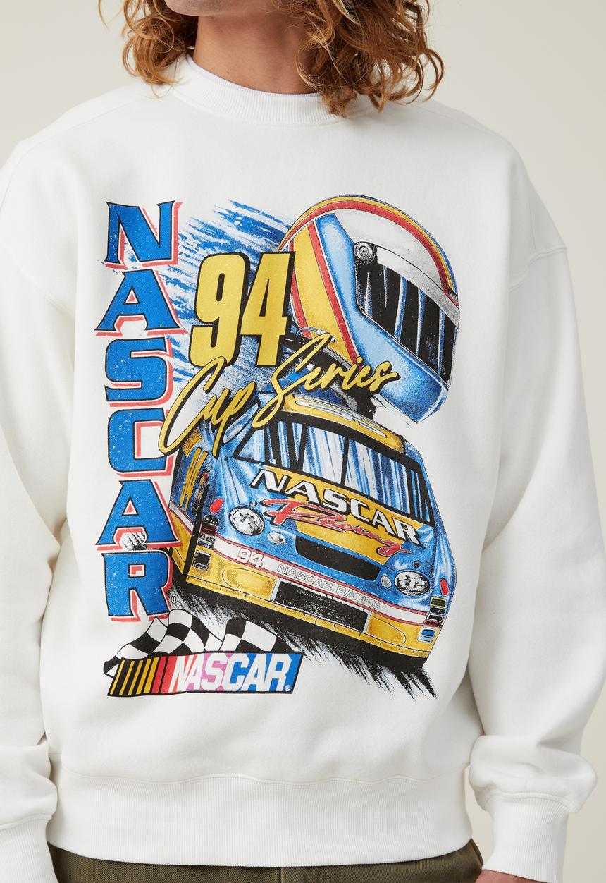 Cotton On - Nascar oversized fleece sweater - vintage white 