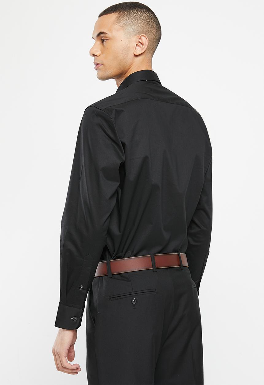 Pierre Cardin - Plain stretch formal shirt - black 
