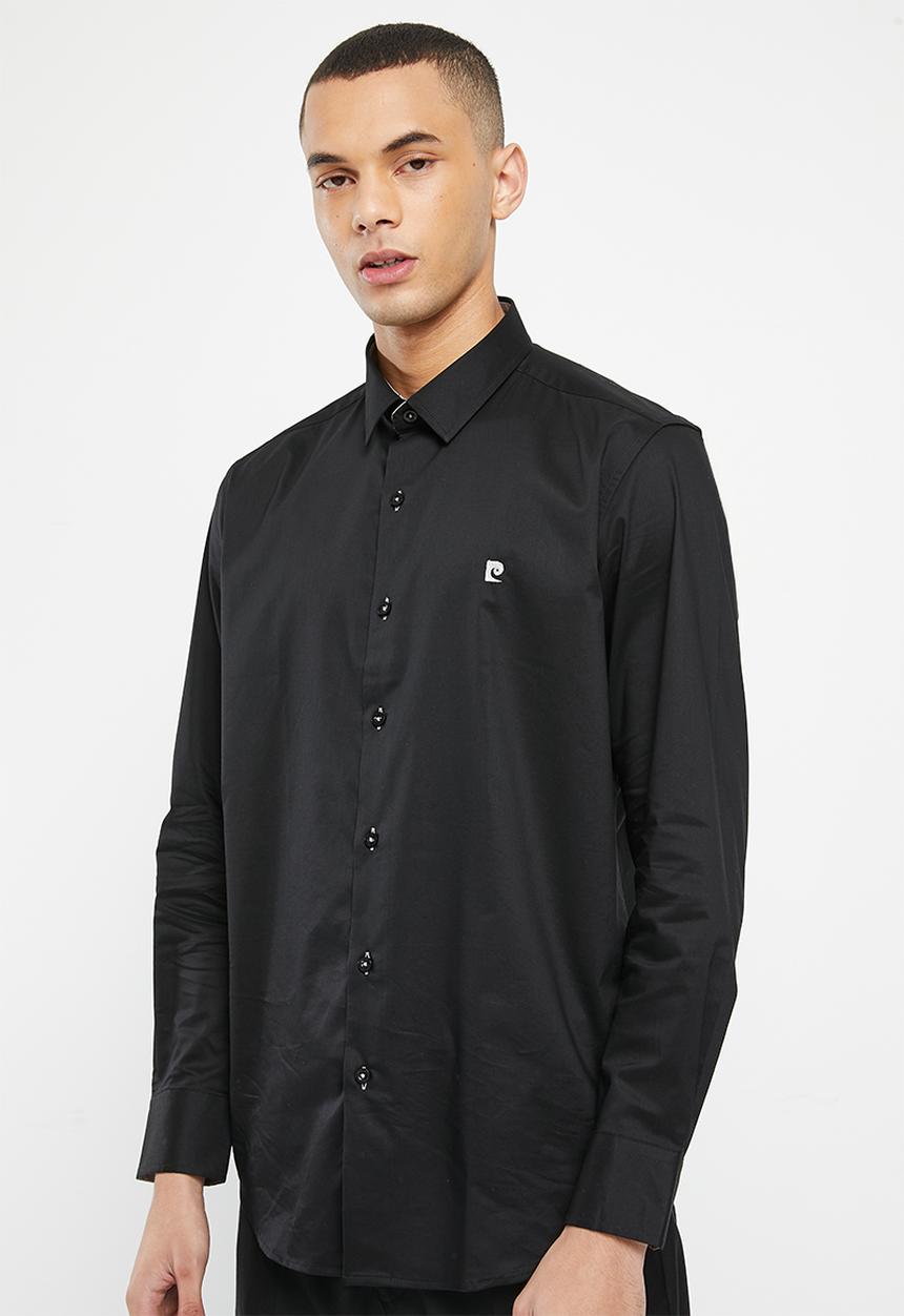 Pierre Cardin - Plain stretch formal shirt - black 