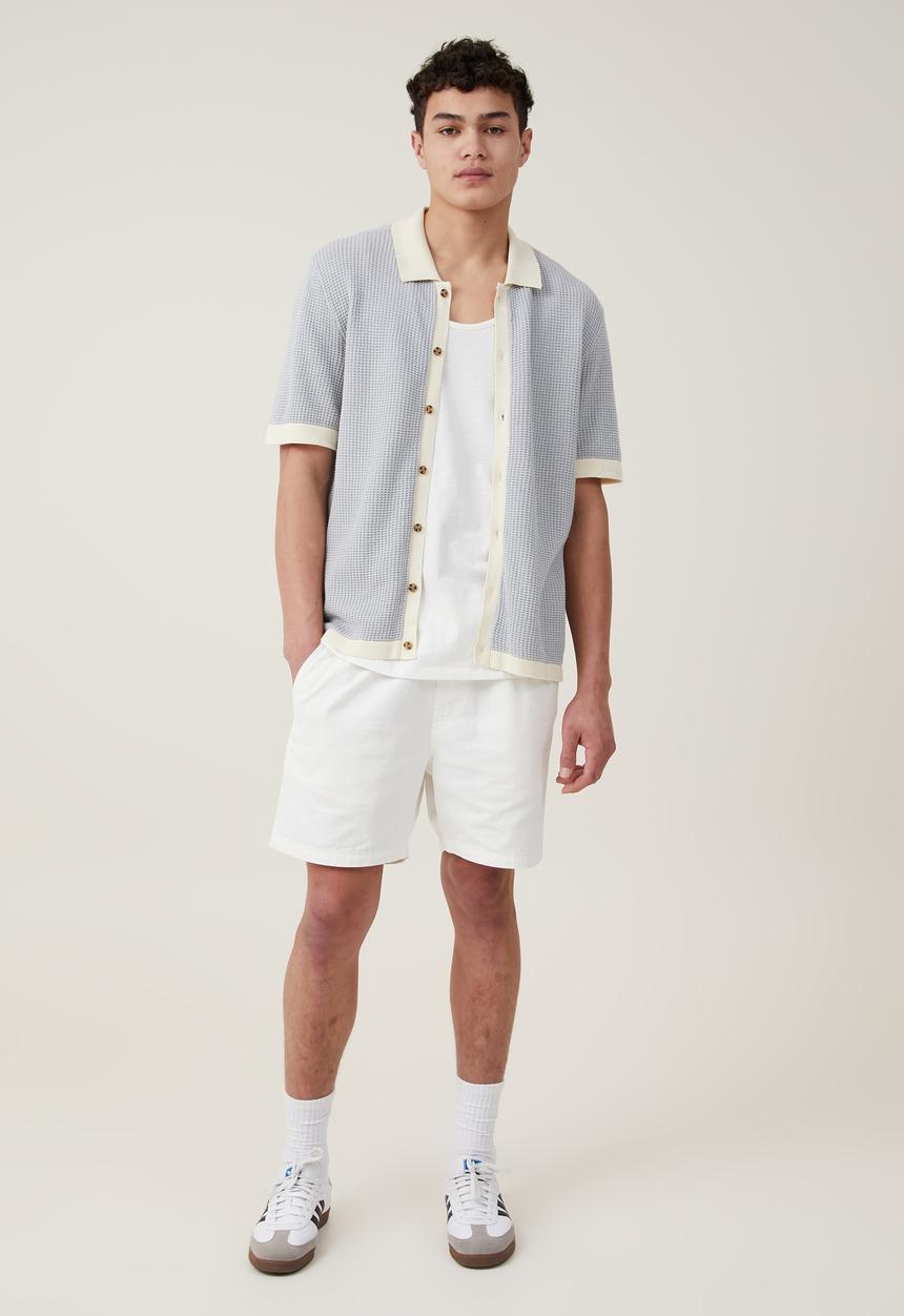 Cotton On - Pablo short sleeve shirt - baby blue border 