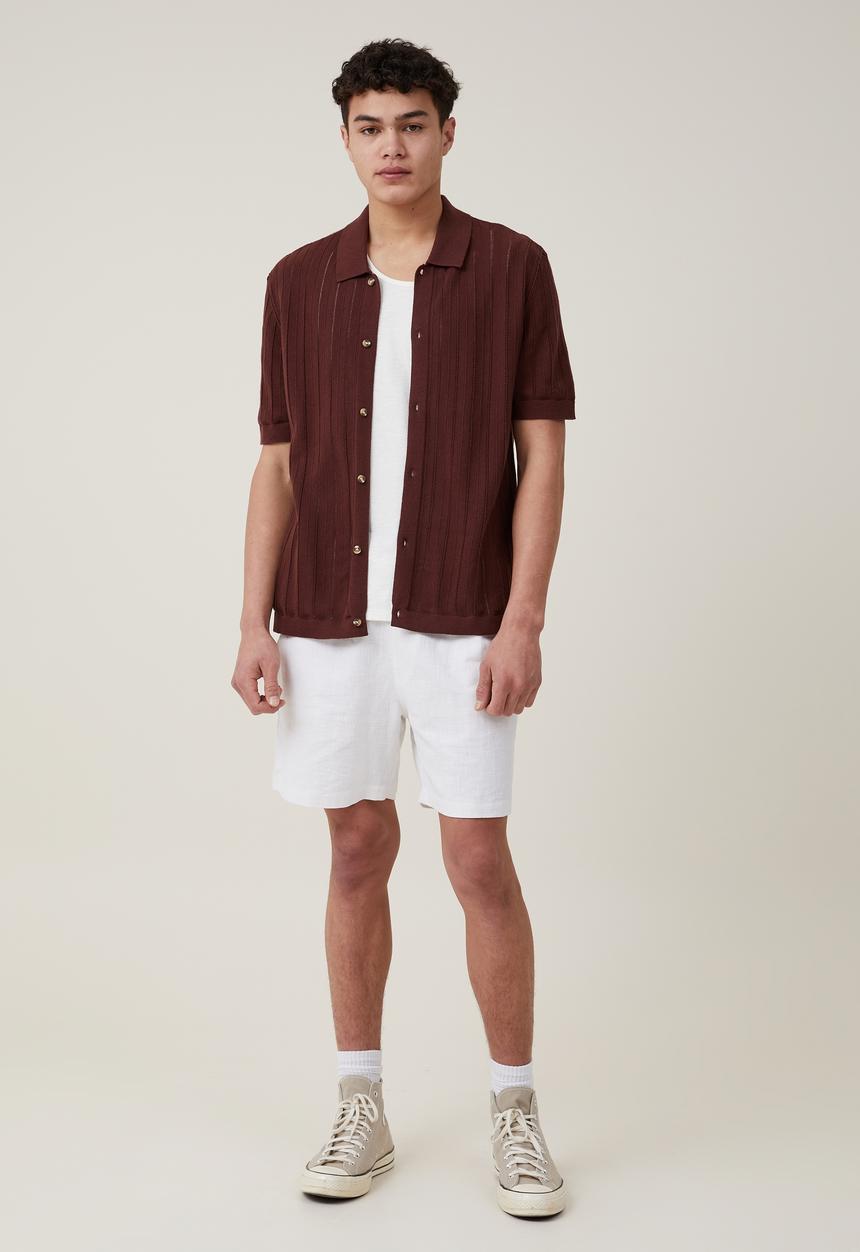 Cotton On - Pablo short sleeve shirt - brown ladder 