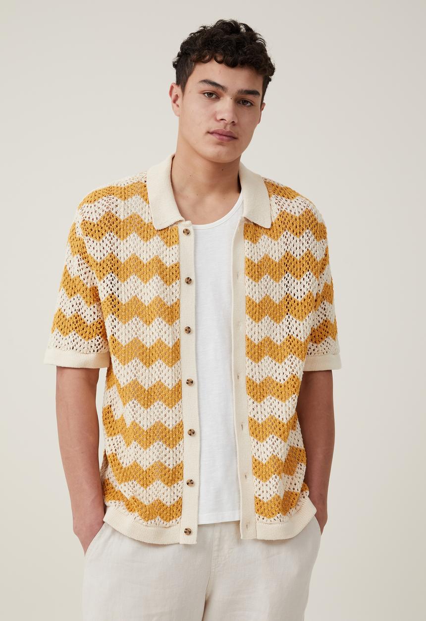 Cotton On - Pablo short sleeve shirt - orange chevron 