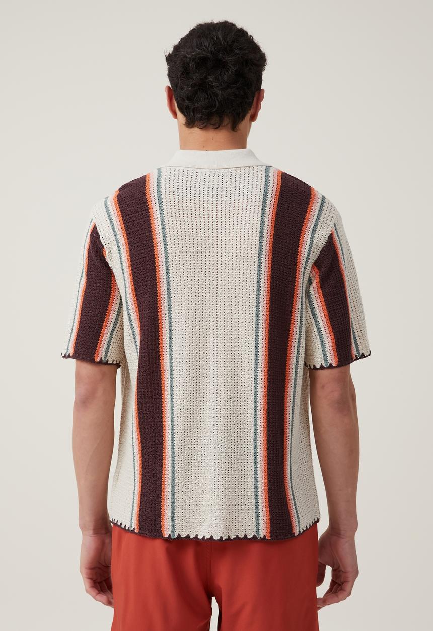 Cotton On - Pablo short sleeve shirt - stone vert stripe 