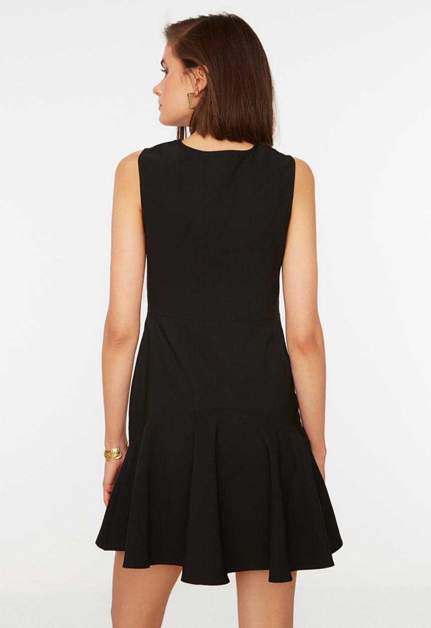 Trendyol - Sleeveless mini zip front dress - black