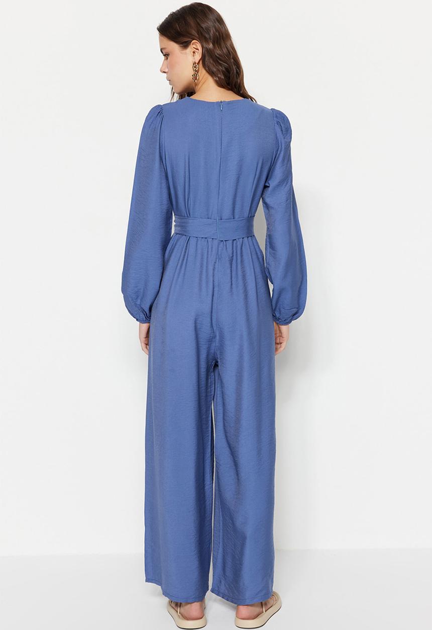 Trendyol - Modest long sleeve wide leg jumpsuit - dark blue