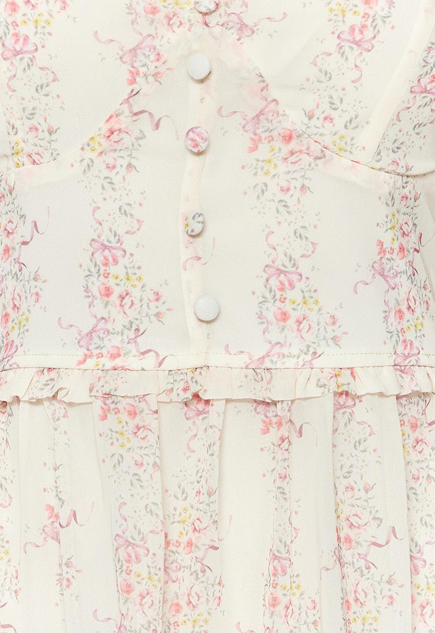 Trendyol - Strappy floral mini dress - ecru