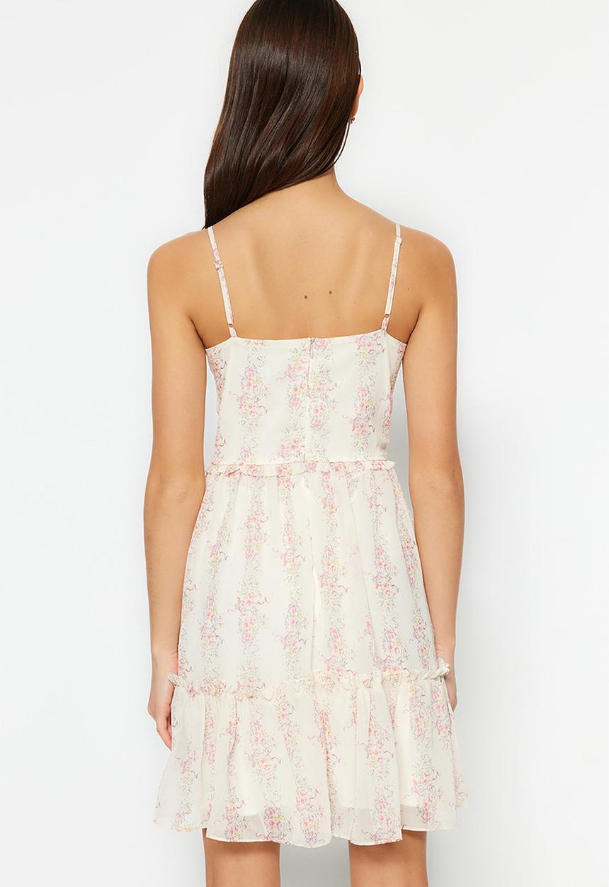 Trendyol - Strappy floral mini dress - ecru