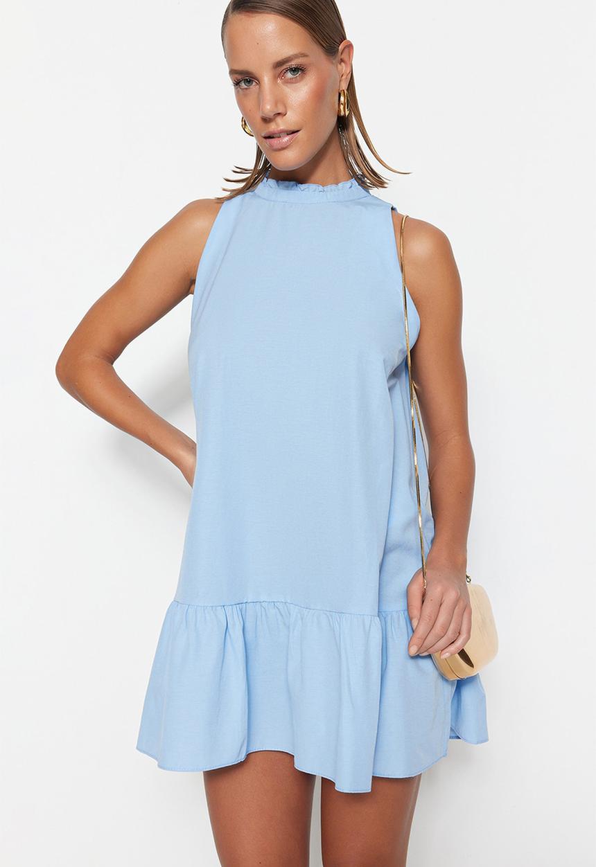 Trendyol - Sleeveless mini shift dress - blue