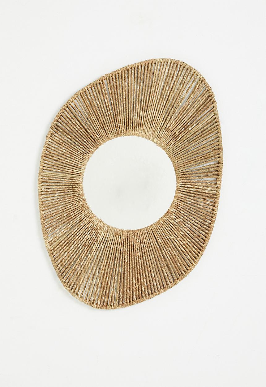 H&M - Large seagrass-framed mirror - beige