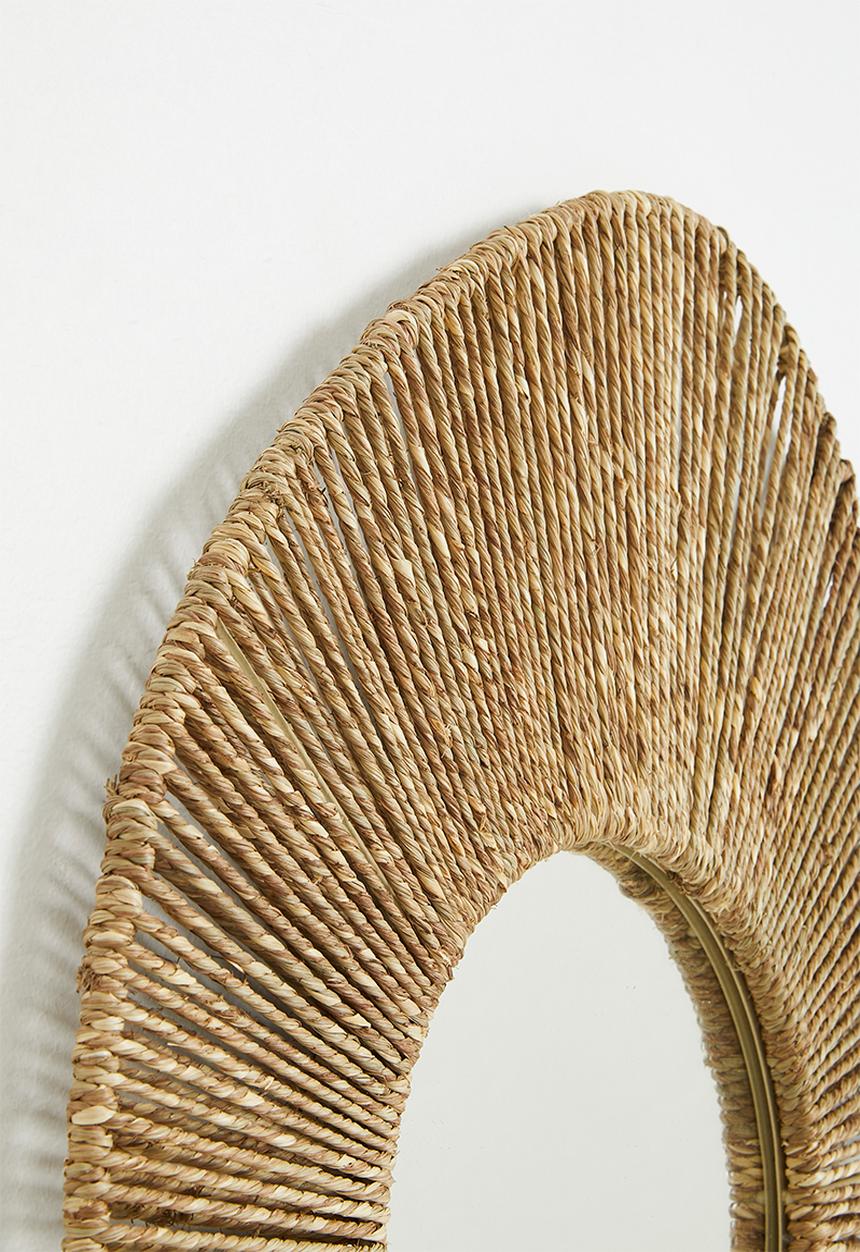 H&M - Large seagrass-framed mirror - beige