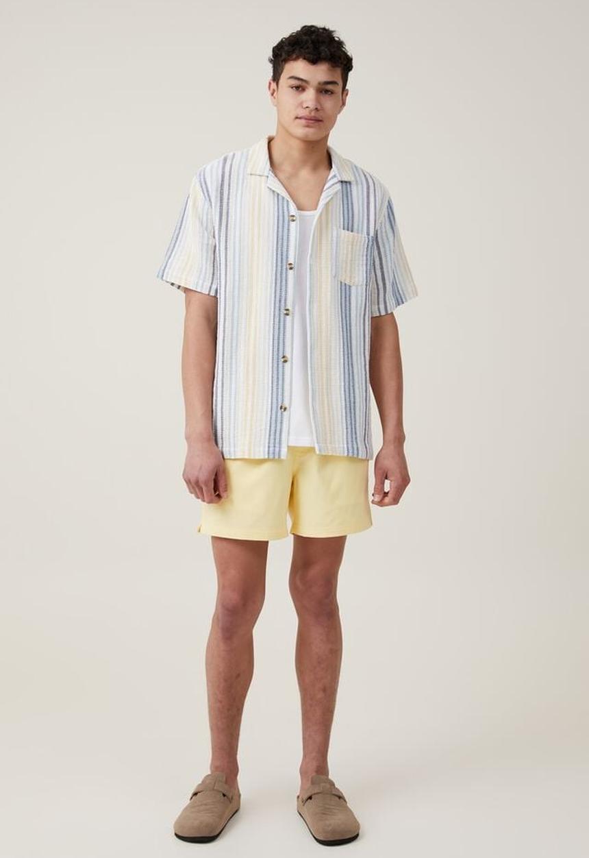 Cotton On - Palma short sleeve shirt - blue busy stripe