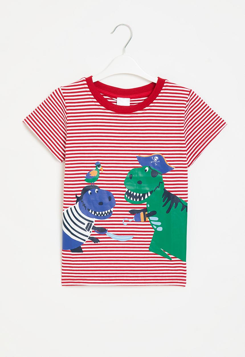 Pop Candy - Stripe tee - red & white