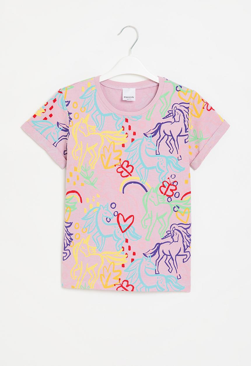 Pop Candy - Unicorn print tee - purple multi