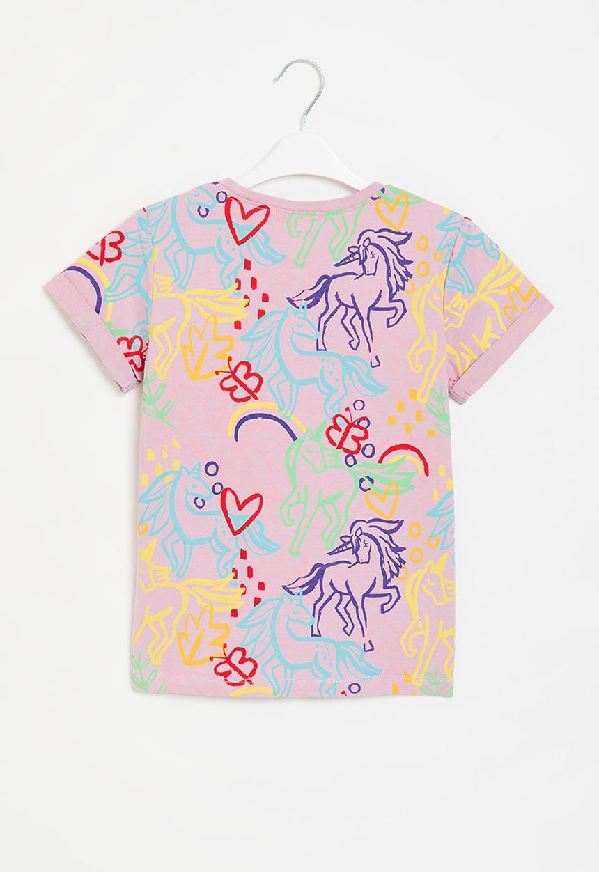 Pop Candy - Unicorn print tee - purple multi
