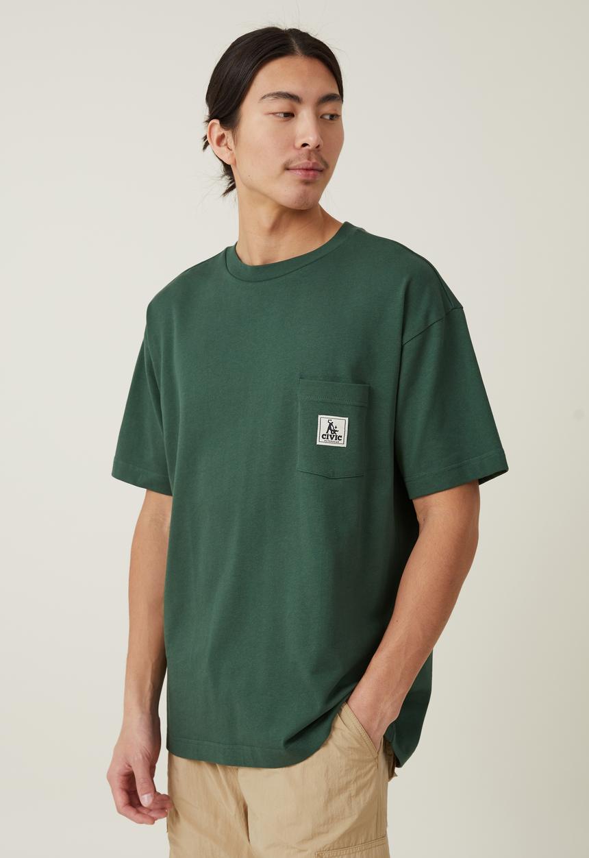 Cotton On - Box fit pocket T-shirt - amazon/civic outerwear