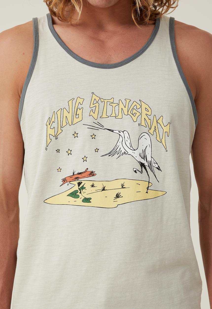 Cotton On - King stringray ringer tank - lcn ksr ivory/bird