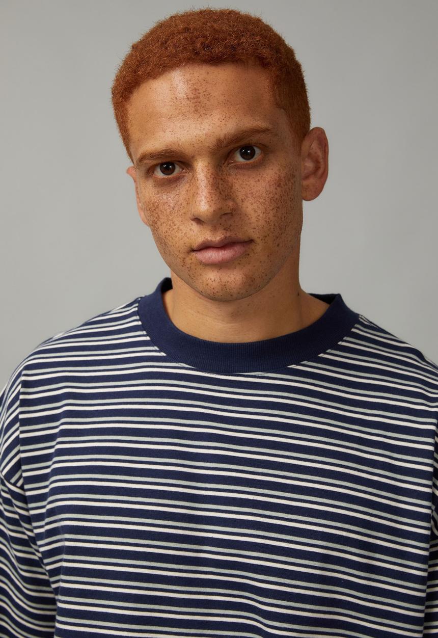 Factorie - Heavy weight box fit graphic T-shirt - navy/stripe