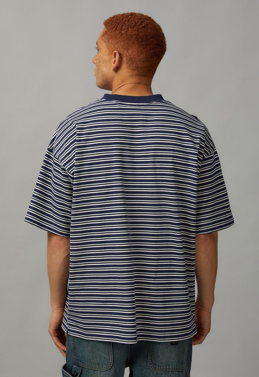 Factorie - Heavy weight box fit graphic T-shirt - navy/stripe