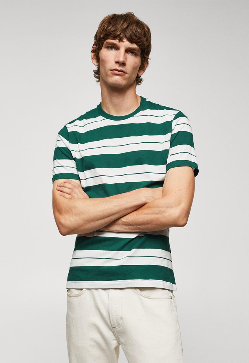 MANGO - T-shirt rayas-h - bright green 
