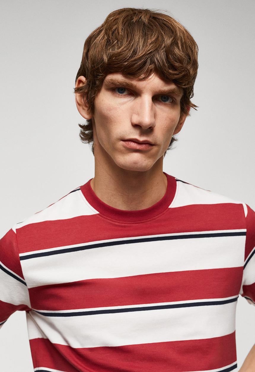 MANGO - T-shirt rayas-h - red