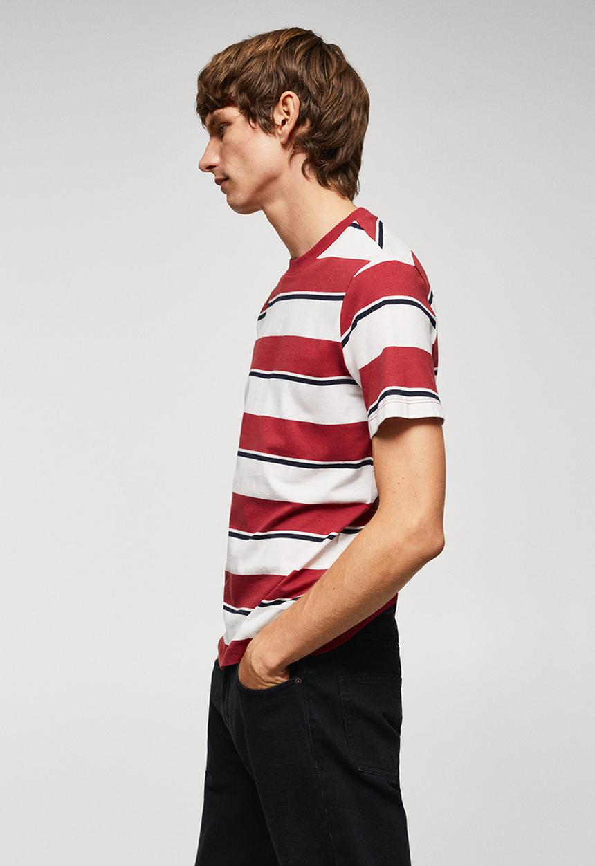 MANGO - T-shirt rayas-h - red