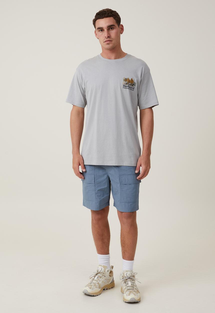 Cotton On - Loose fit art T-shirt - blue haze/redwoods