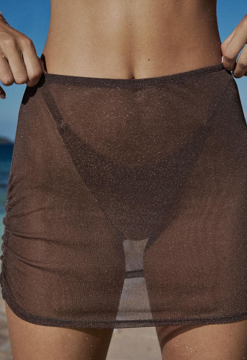 Cotton On - Glitter Beach Mini Skirt - Acorn Brown Metallic