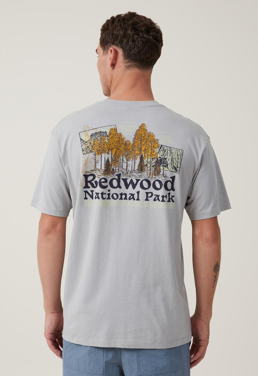 Cotton On - Loose fit art T-shirt - blue haze/redwoods