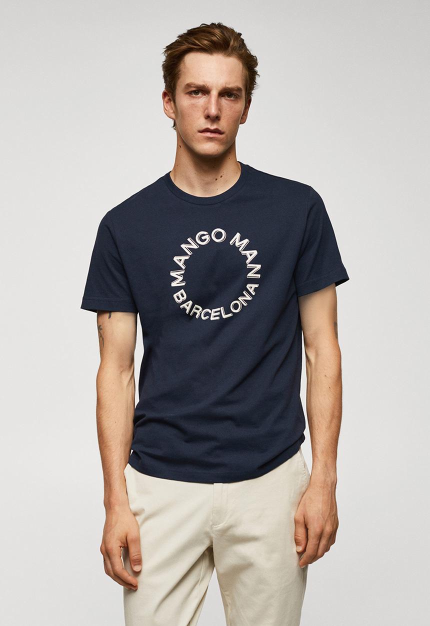 MANGO - T-shirt logohe-h - navy 