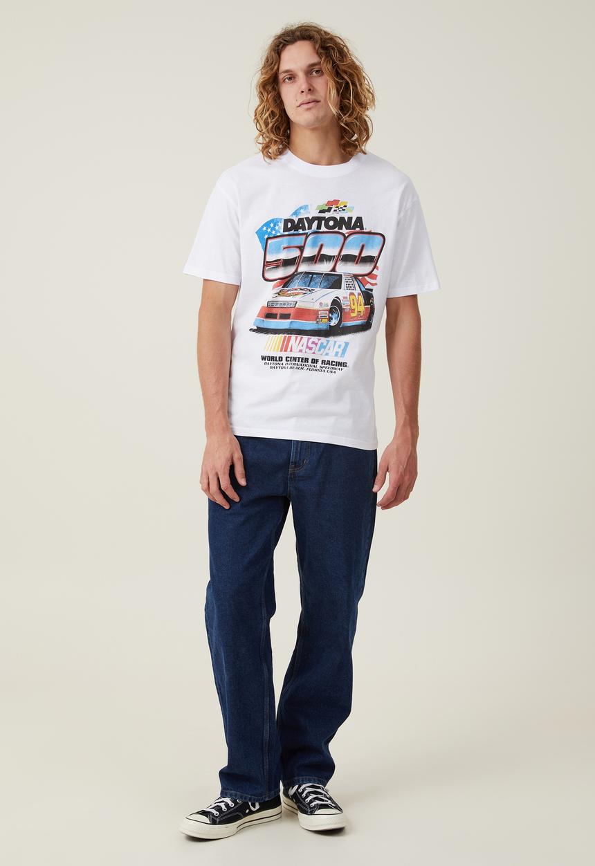 Cotton On - Nascar loose fit T-shirt - lcn ncr white/daytona 500