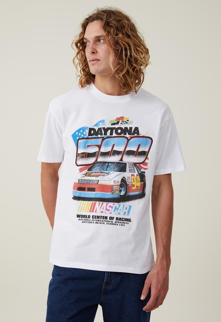 Cotton On - Nascar loose fit T-shirt - lcn ncr white/daytona 500