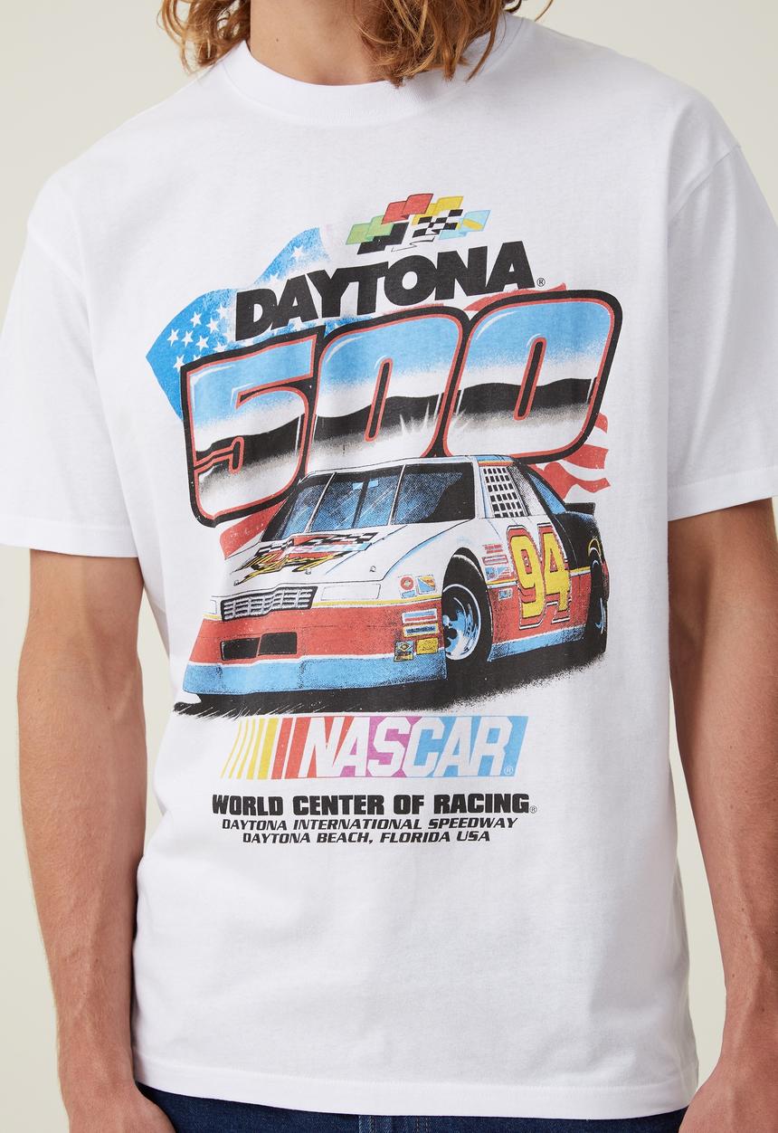 Cotton On - Nascar loose fit T-shirt - lcn ncr white/daytona 500