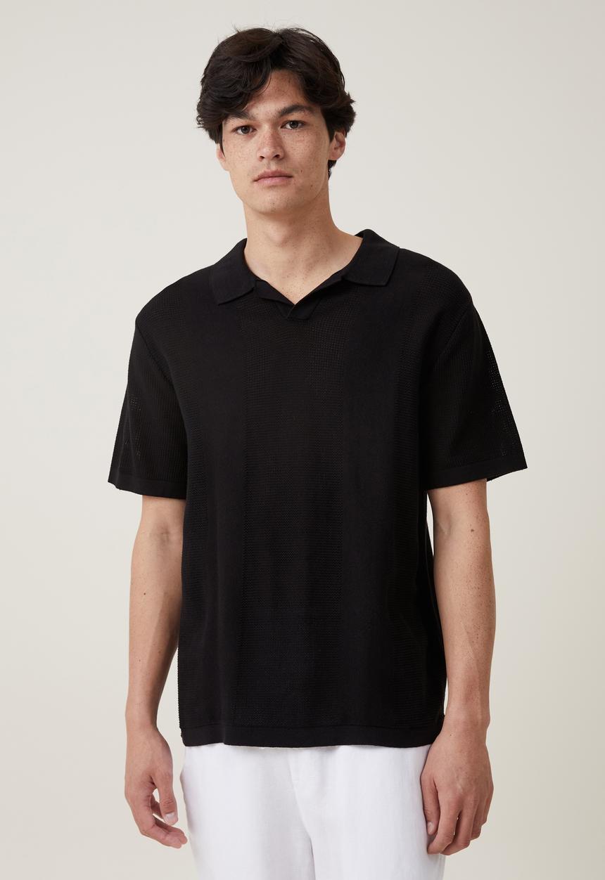 Cotton On - Resort short sleeve polo - black