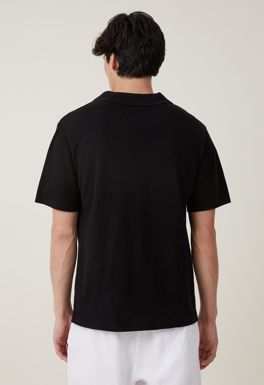 Cotton On - Resort short sleeve polo - black