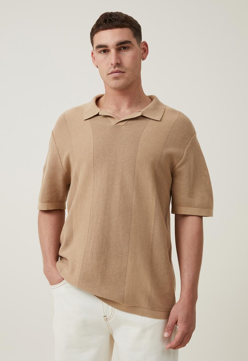 Cotton On - Resort short sleeve polo - tan
